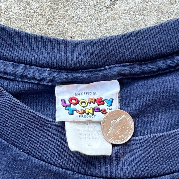 Vintage 90s Looney Tunes Mens Taz AOP Single Stitch Breakthrough T-Shirt Sz xl - Picture 3 of 8